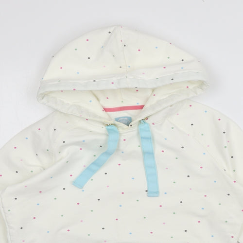 Joules Womens Ivory Polka Dot Jersey Pullover Hoodie Size 10