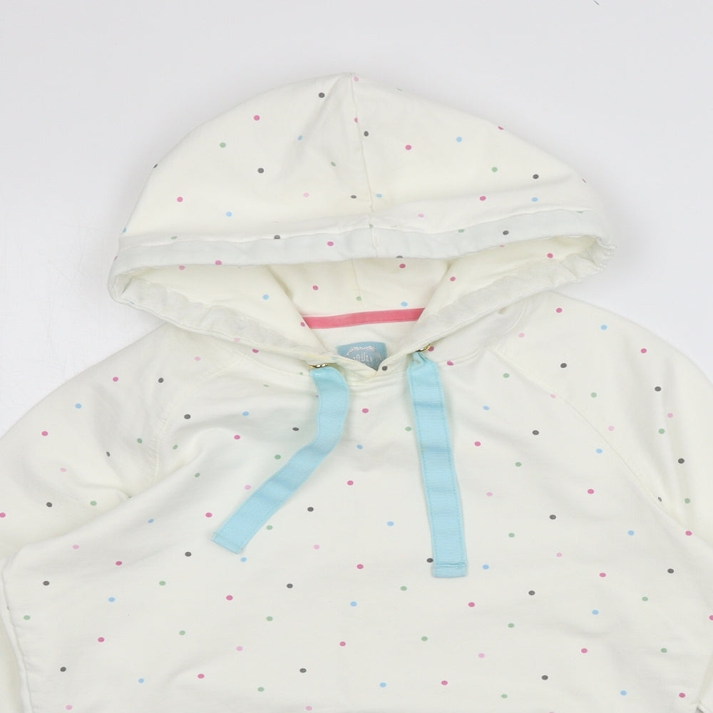 Joules Womens Ivory Polka Dot Jersey Pullover Hoodie Size 10