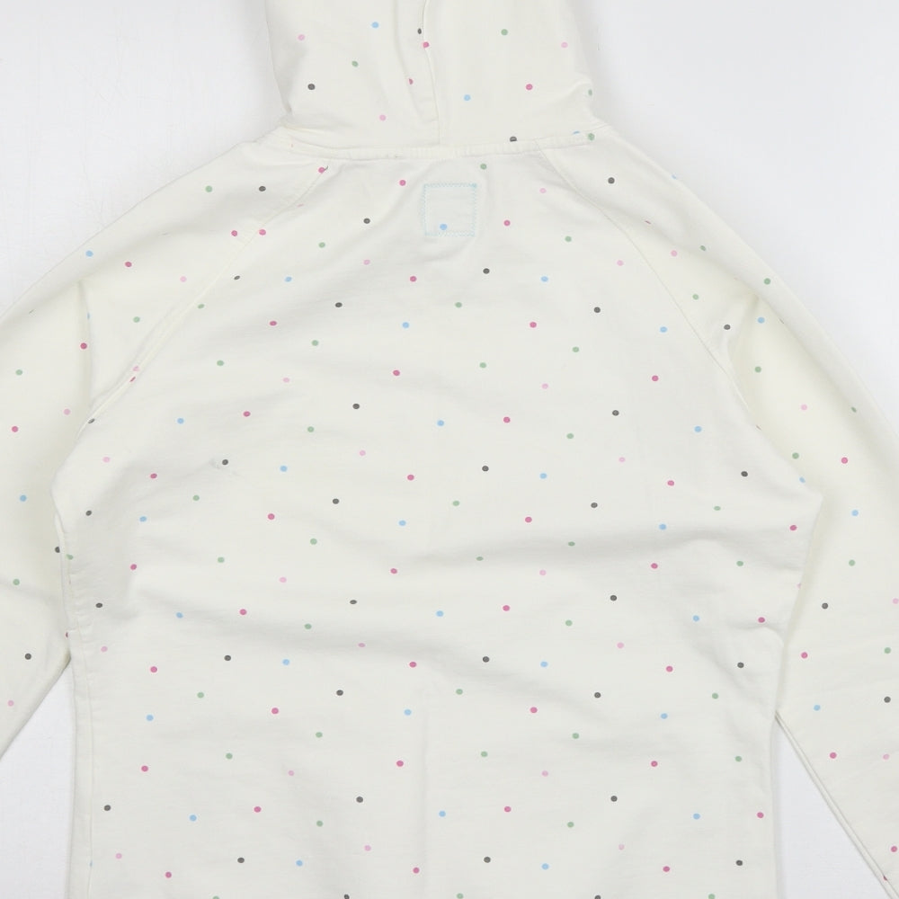Joules Womens Ivory Polka Dot Jersey Pullover Hoodie Size 10