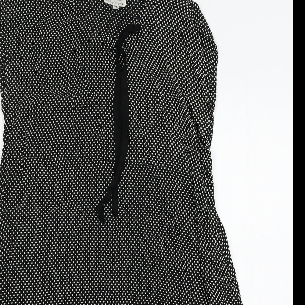 Masai Womens Black Polka Dot  A-Line  Size XL