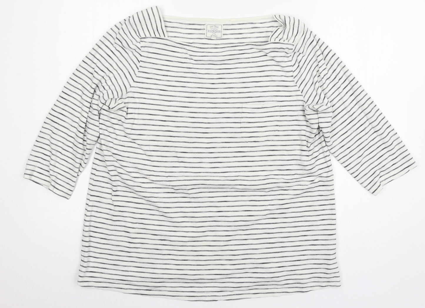 Fat Face Womens White Striped  Basic T-Shirt Size 16