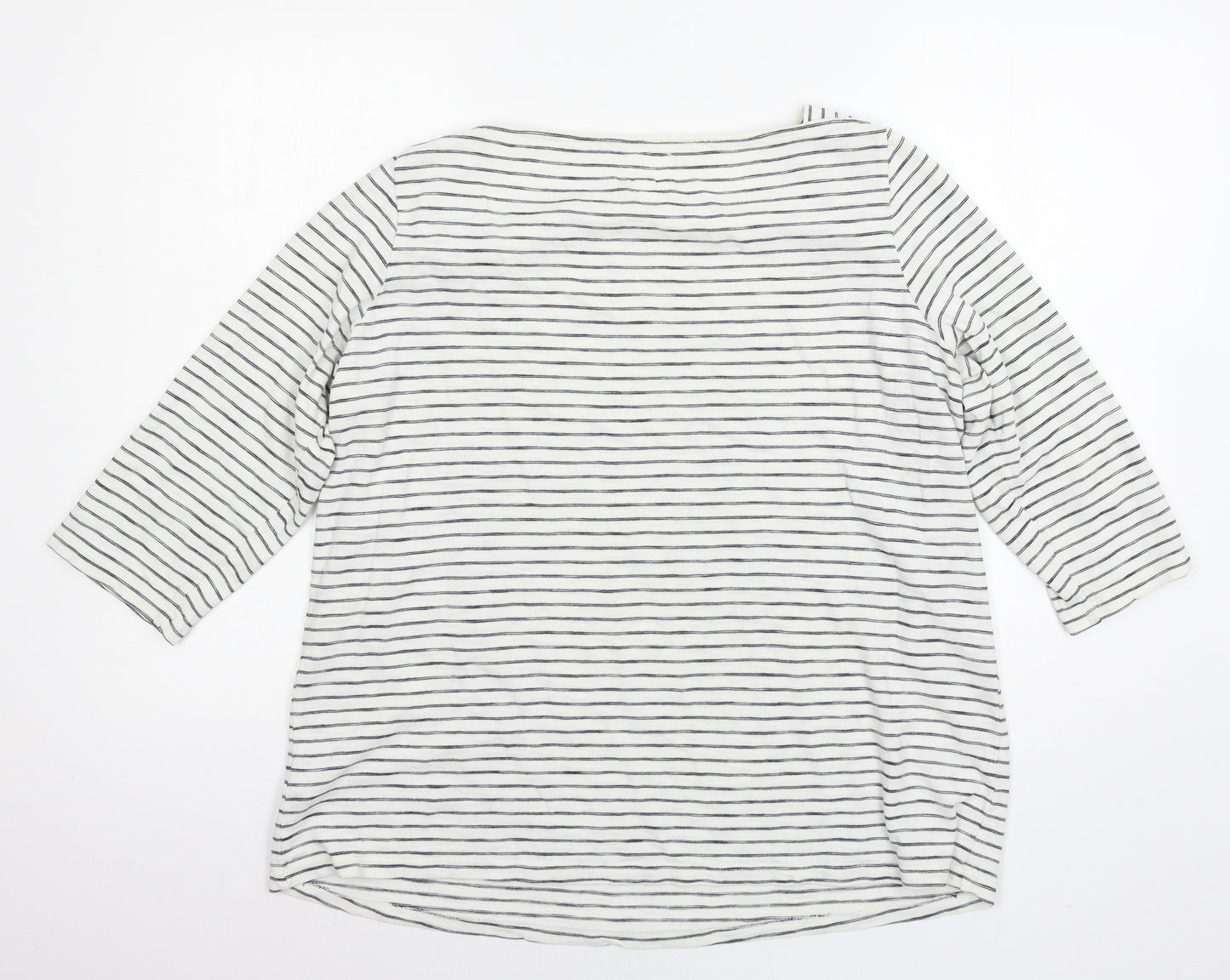 Fat Face Womens White Striped  Basic T-Shirt Size 16