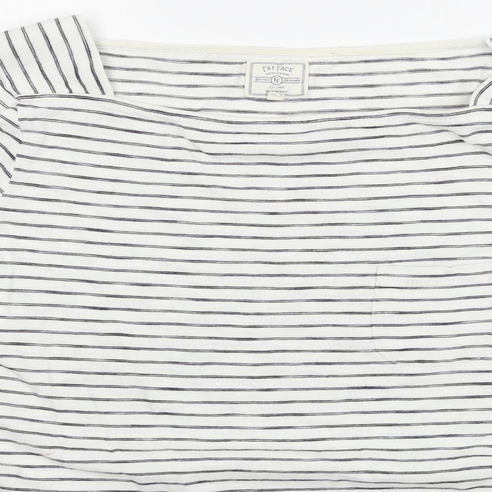 Fat Face Womens White Striped  Basic T-Shirt Size 16
