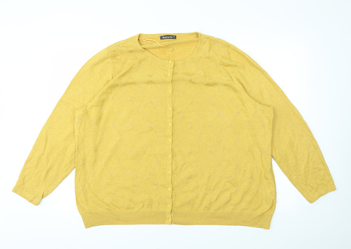 Bonmarché Womens Yellow Full Zip Jumper Size XL