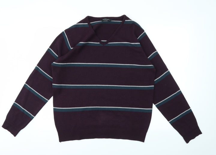 Cedar Wood State Mens Multicoloured Striped Pullover Sweatshirt Size L