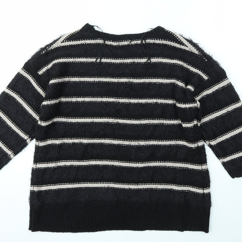 M&Co Womens Multicoloured Striped  Basic T-Shirt Size S