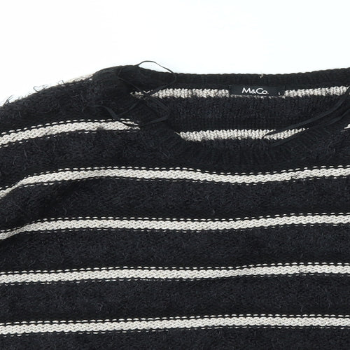 M&Co Womens Multicoloured Striped  Basic T-Shirt Size S