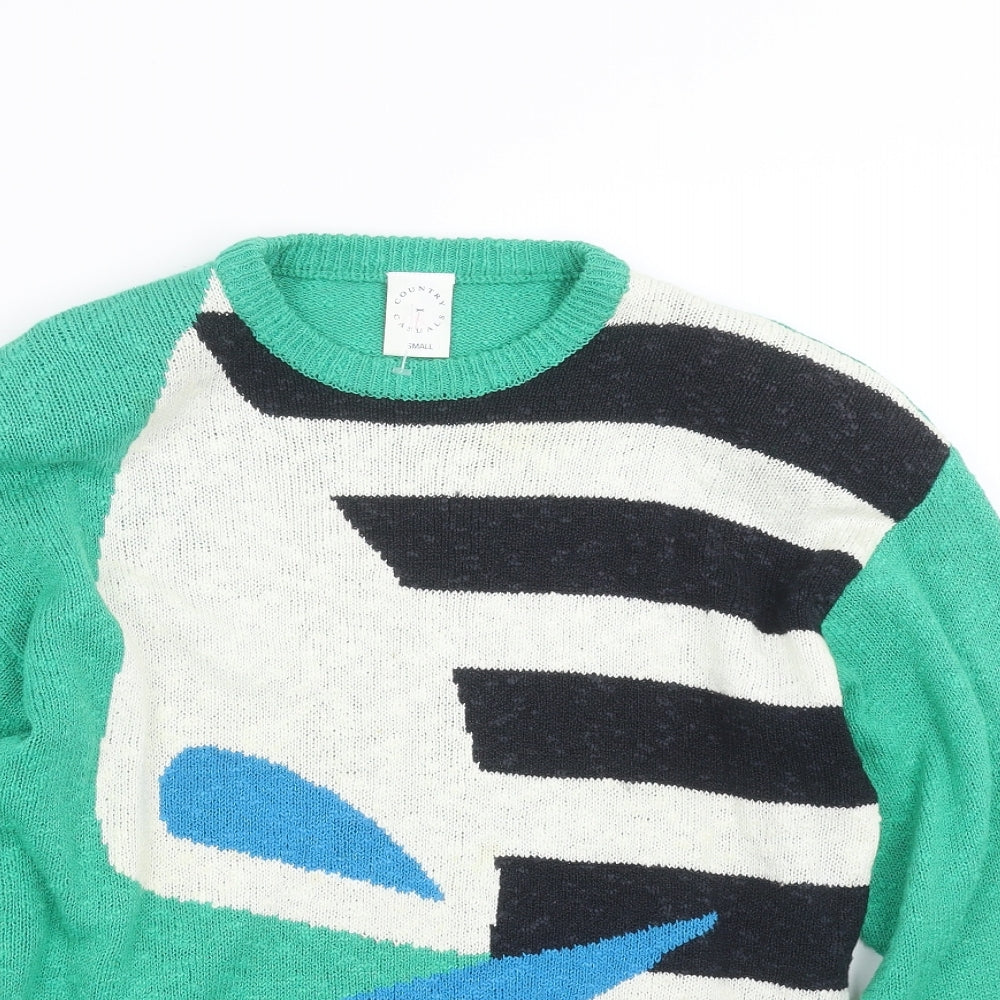 Country Casuals Womens Green Geometric Knit Pullover Jumper Size S