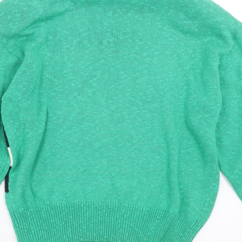 Country Casuals Womens Green Geometric Knit Pullover Jumper Size S
