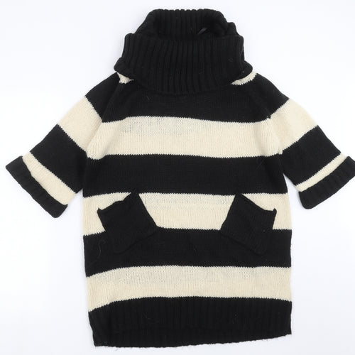 Warehouse Womens Black Striped Knit Pullover Jumper Size 10