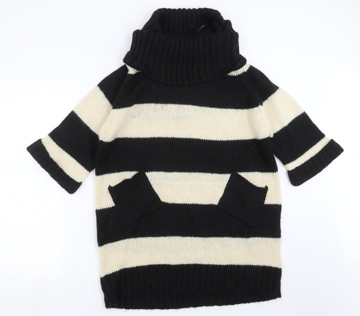 Warehouse Womens Black Striped Knit Pullover Jumper Size 10