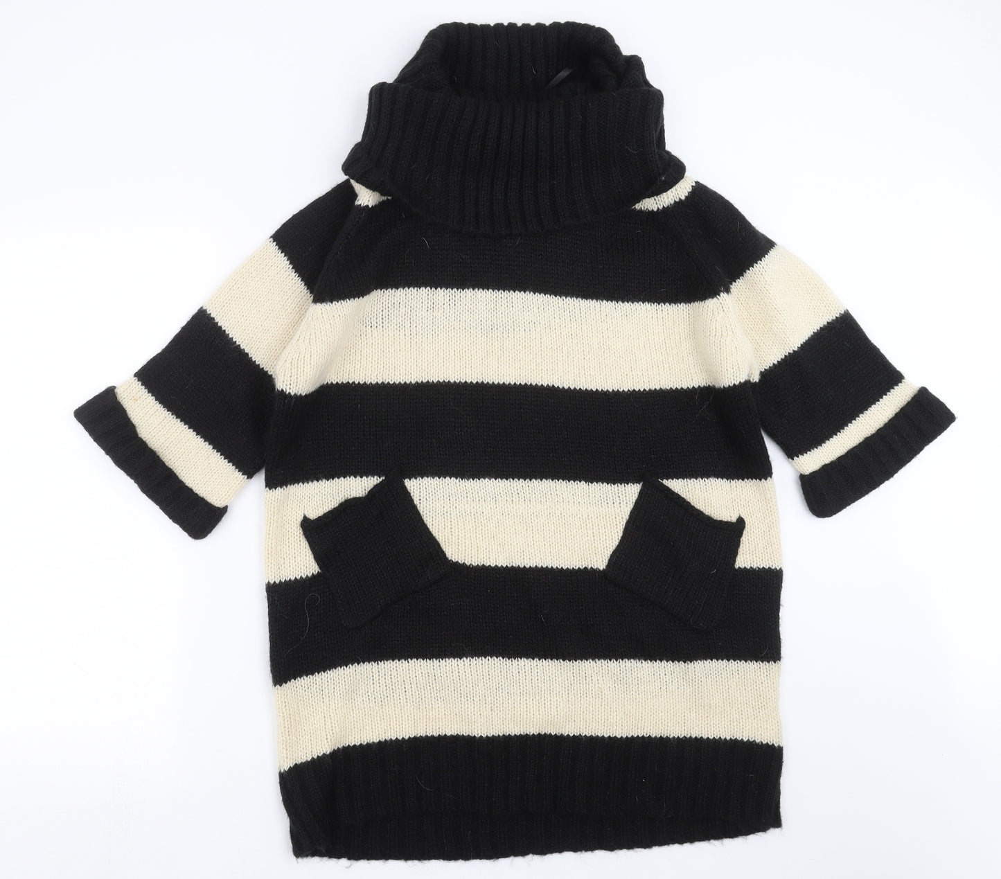 Warehouse Womens Black Striped Knit Pullover Jumper Size 10