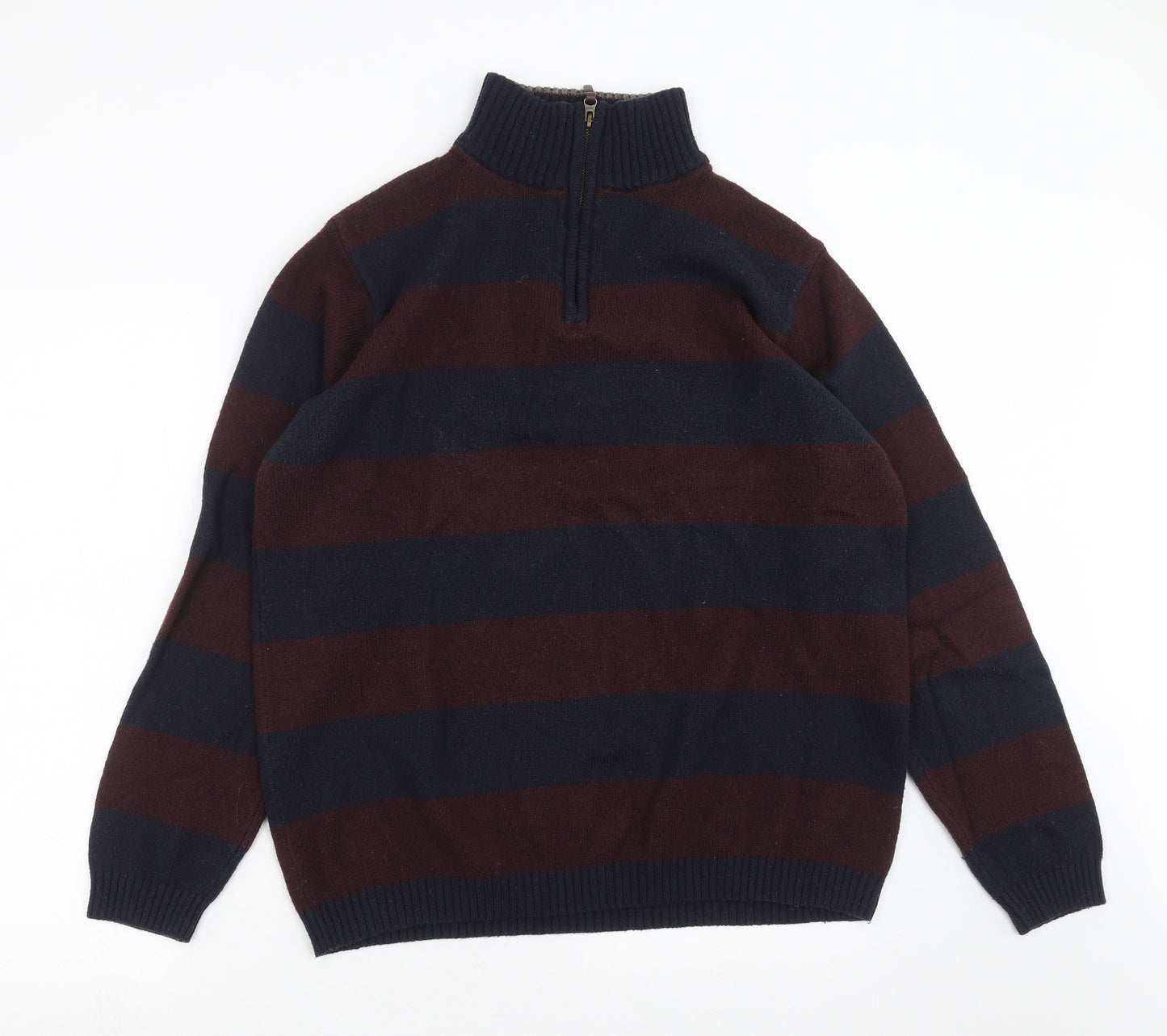 Boston Crew Mens Blue Striped Knit Pullover Jumper Size XL