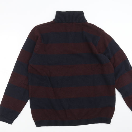 Boston Crew Mens Blue Striped Knit Pullover Jumper Size XL