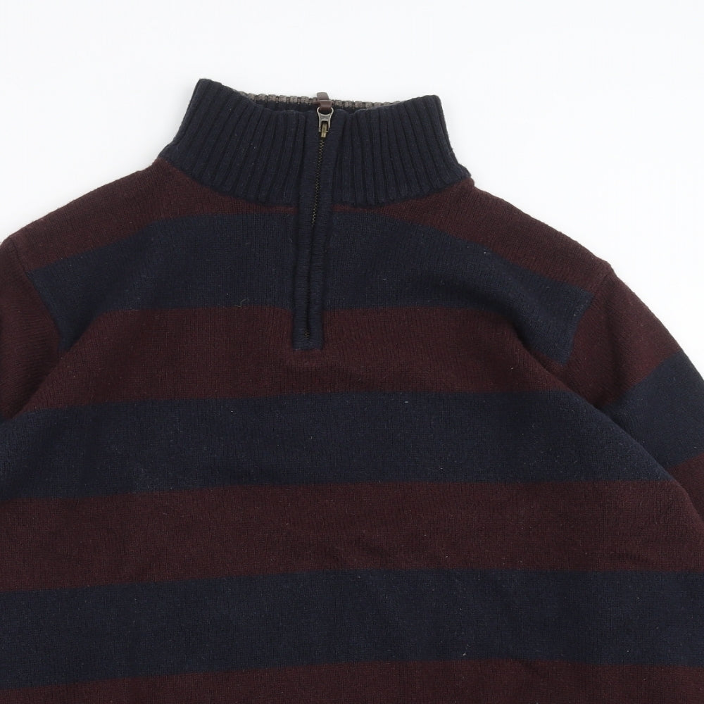 Boston Crew Mens Blue Striped Knit Pullover Jumper Size XL