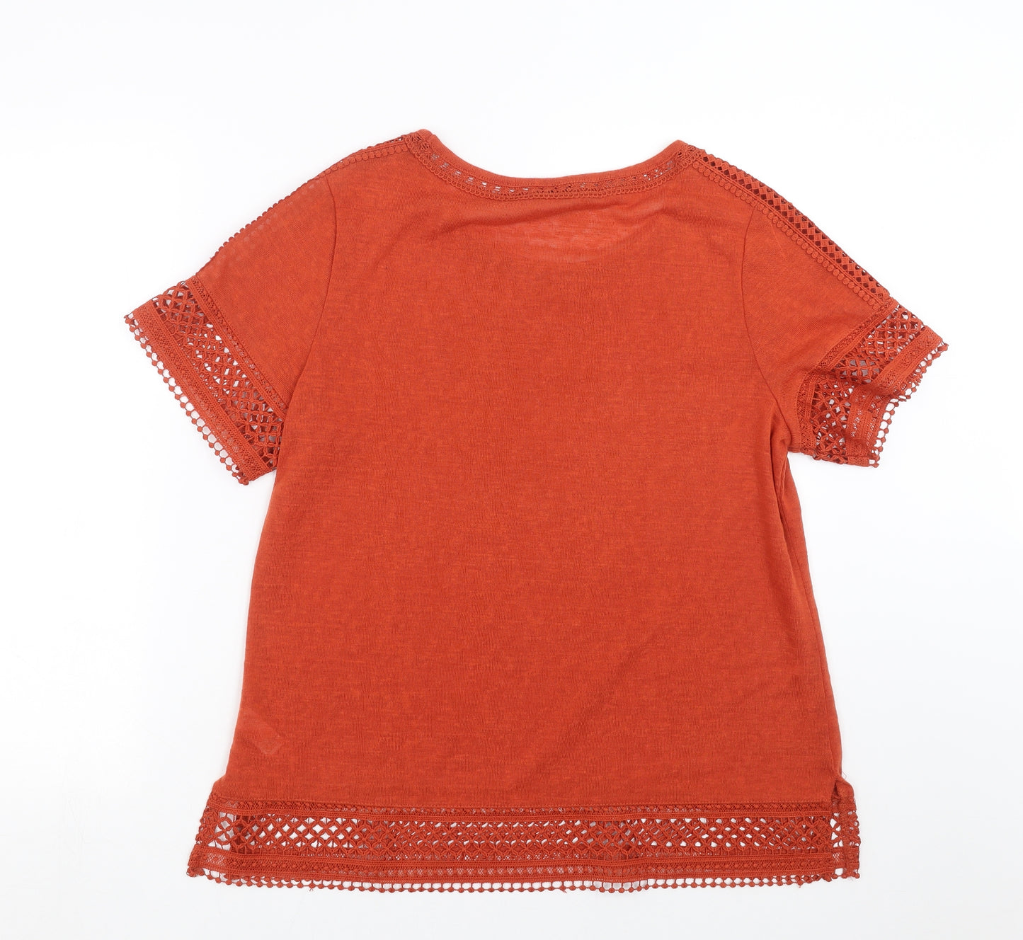 George Womens Orange   Basic T-Shirt Size 16  - crochet detail