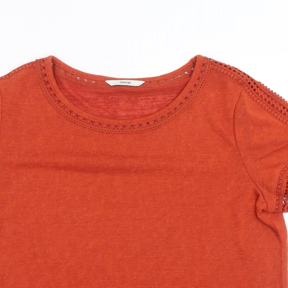 George Womens Orange   Basic T-Shirt Size 16  - crochet detail