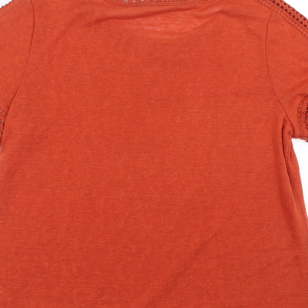 George Womens Orange   Basic T-Shirt Size 16  - crochet detail