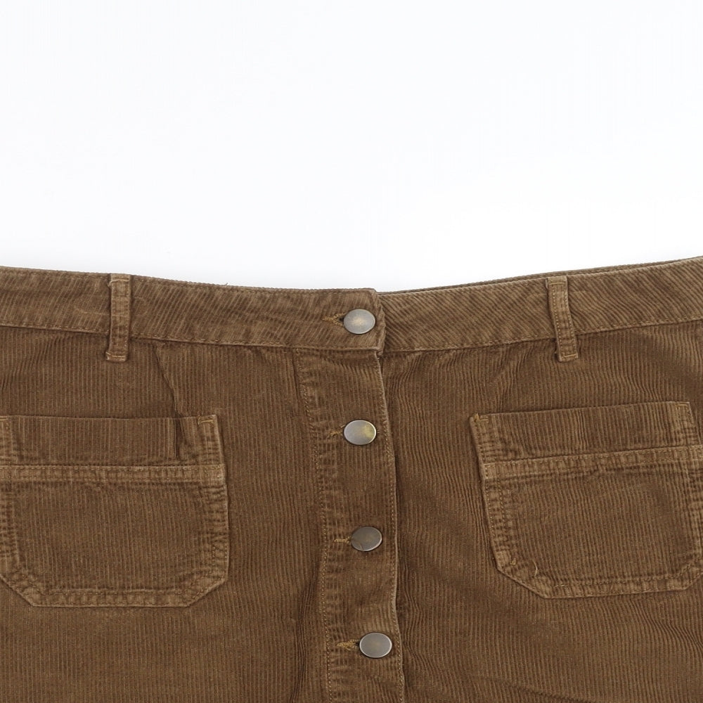 Primark Womens Brown  Corduroy A-Line Skirt Size 14