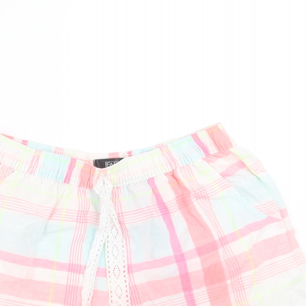 F&F Womens Pink Check   Sleep Shorts Size 6