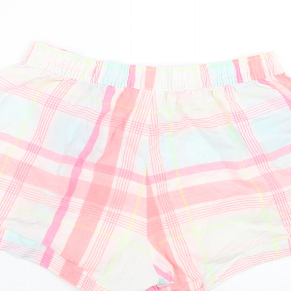 F&F Womens Pink Check   Sleep Shorts Size 6