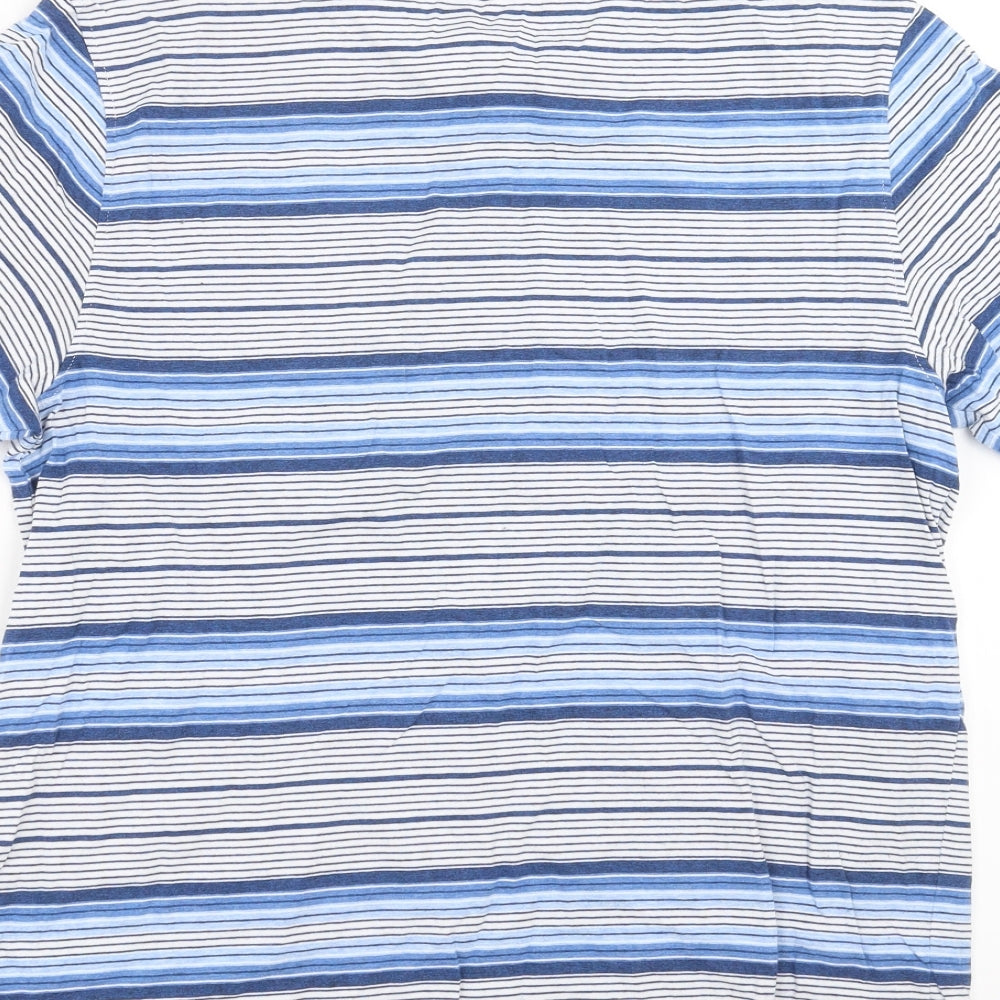 Marks and Spencer Mens Blue Striped   T-Shirt Size M