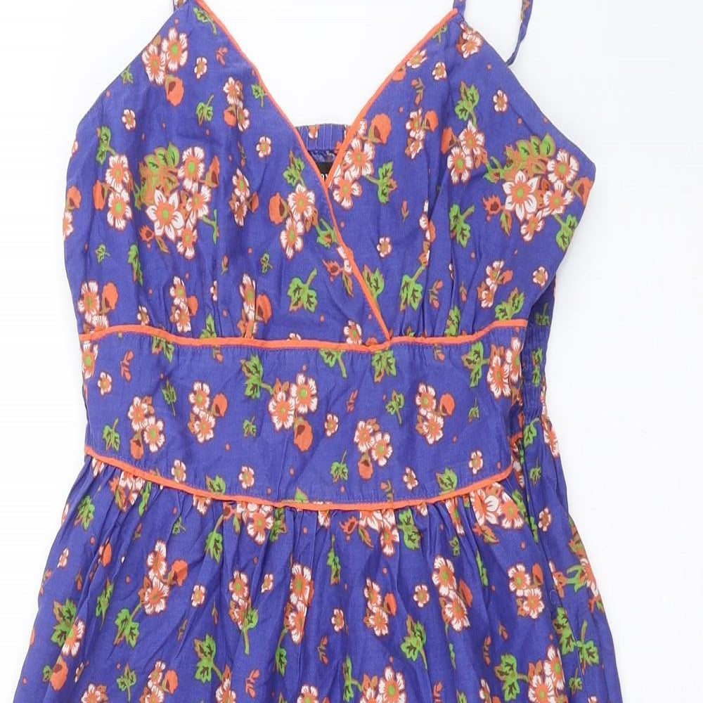 Papaya Womens Blue Floral  Fit & Flare  Size 8