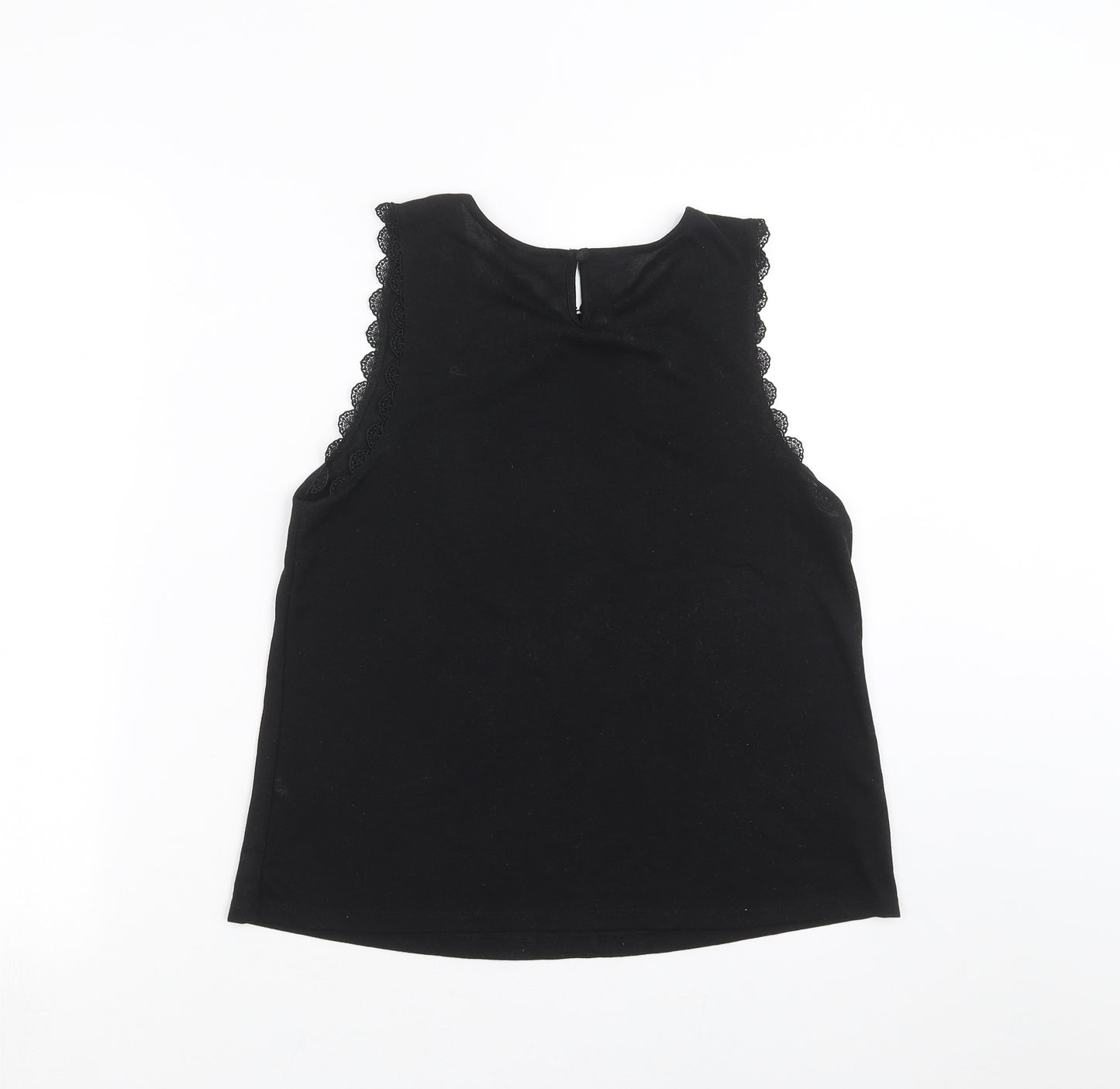 Topshop Womens Black   Basic T-Shirt Size 10  - floral detail