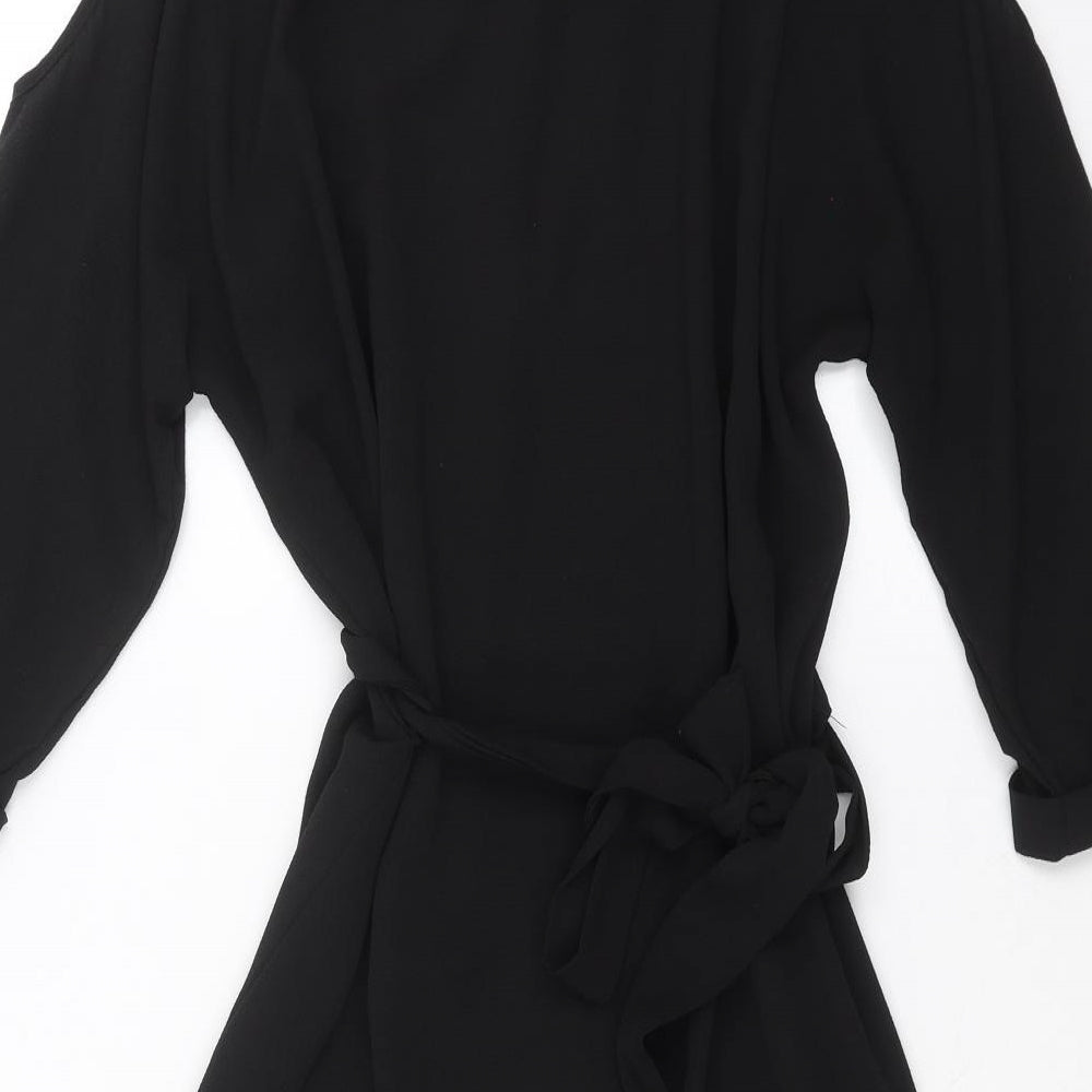 New Look Womens Black Floral  Shirt Dress  Size 10  - cold Shoulder