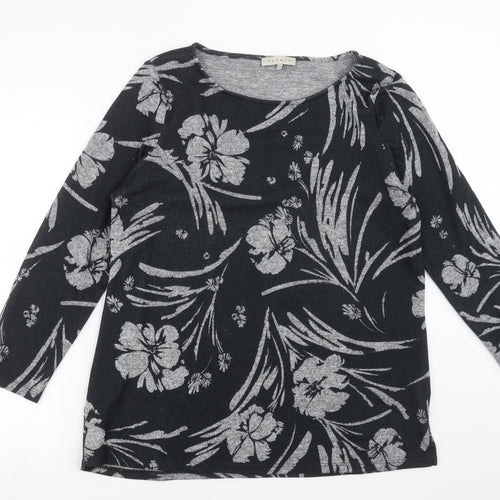 Nutmeg Womens Grey Floral Knit Pullover Jumper Size 14