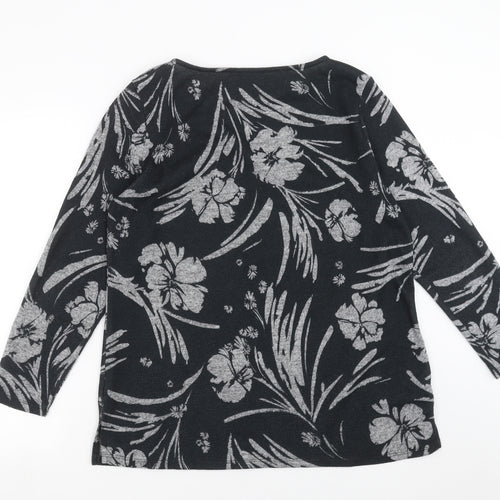 Nutmeg Womens Grey Floral Knit Pullover Jumper Size 14