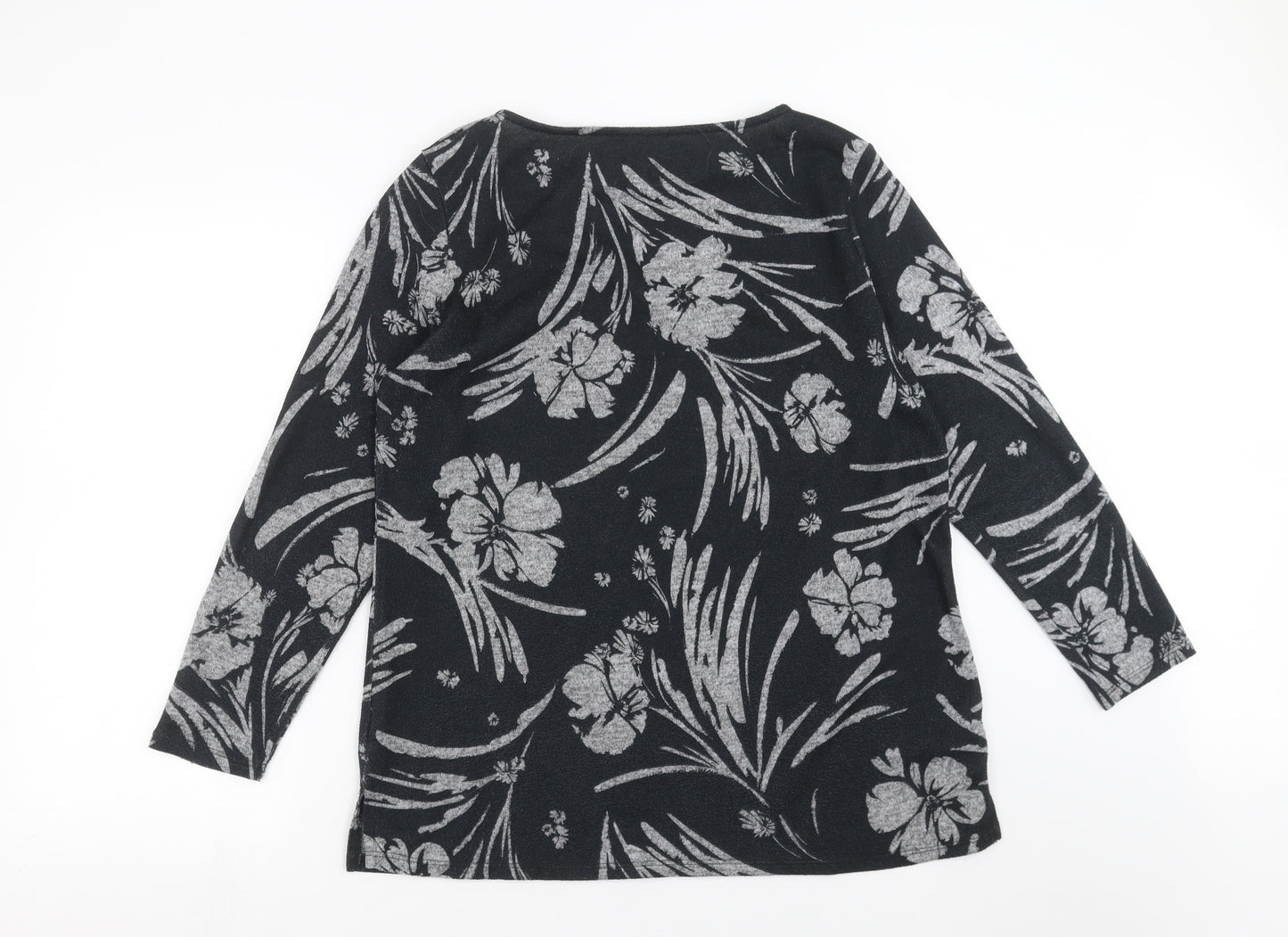 Nutmeg Womens Grey Floral Knit Pullover Jumper Size 14
