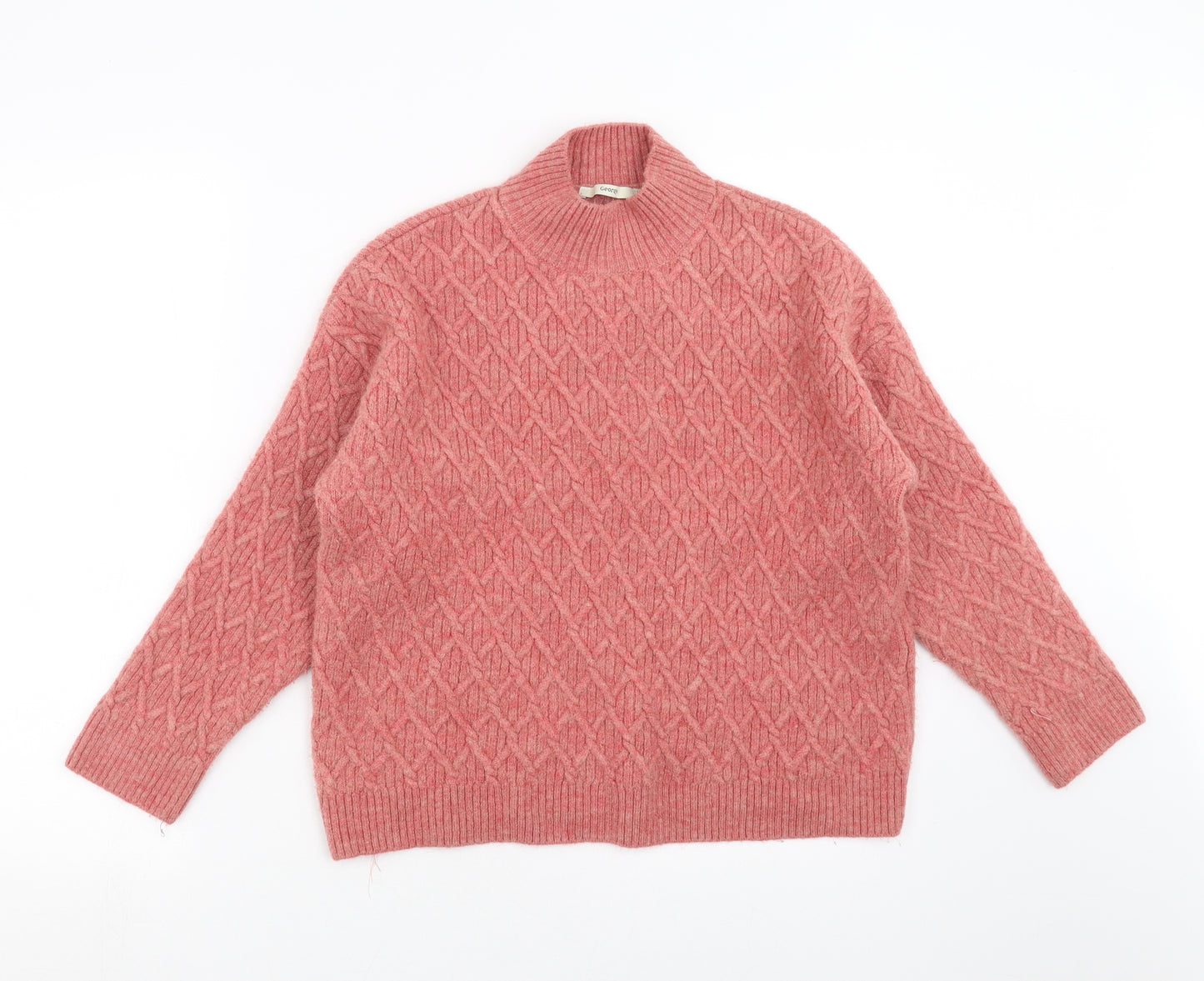 George Womens Pink Argyle/Diamond Knit Pullover Jumper Size M