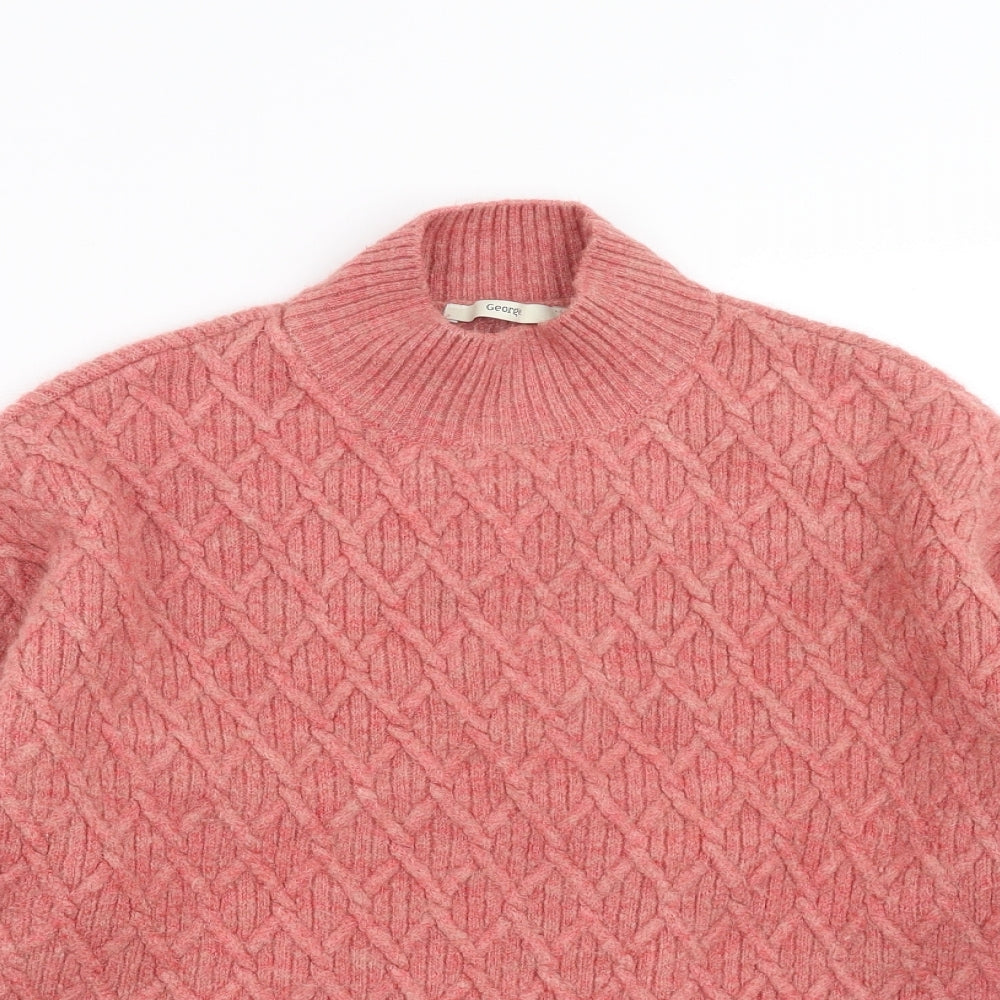 George Womens Pink Argyle/Diamond Knit Pullover Jumper Size M