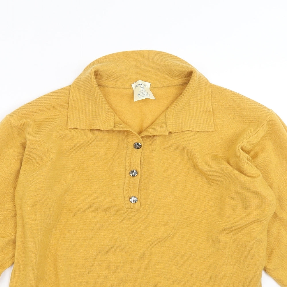 JONELLE Womens Yellow  Knit Pullover Jumper Size 16