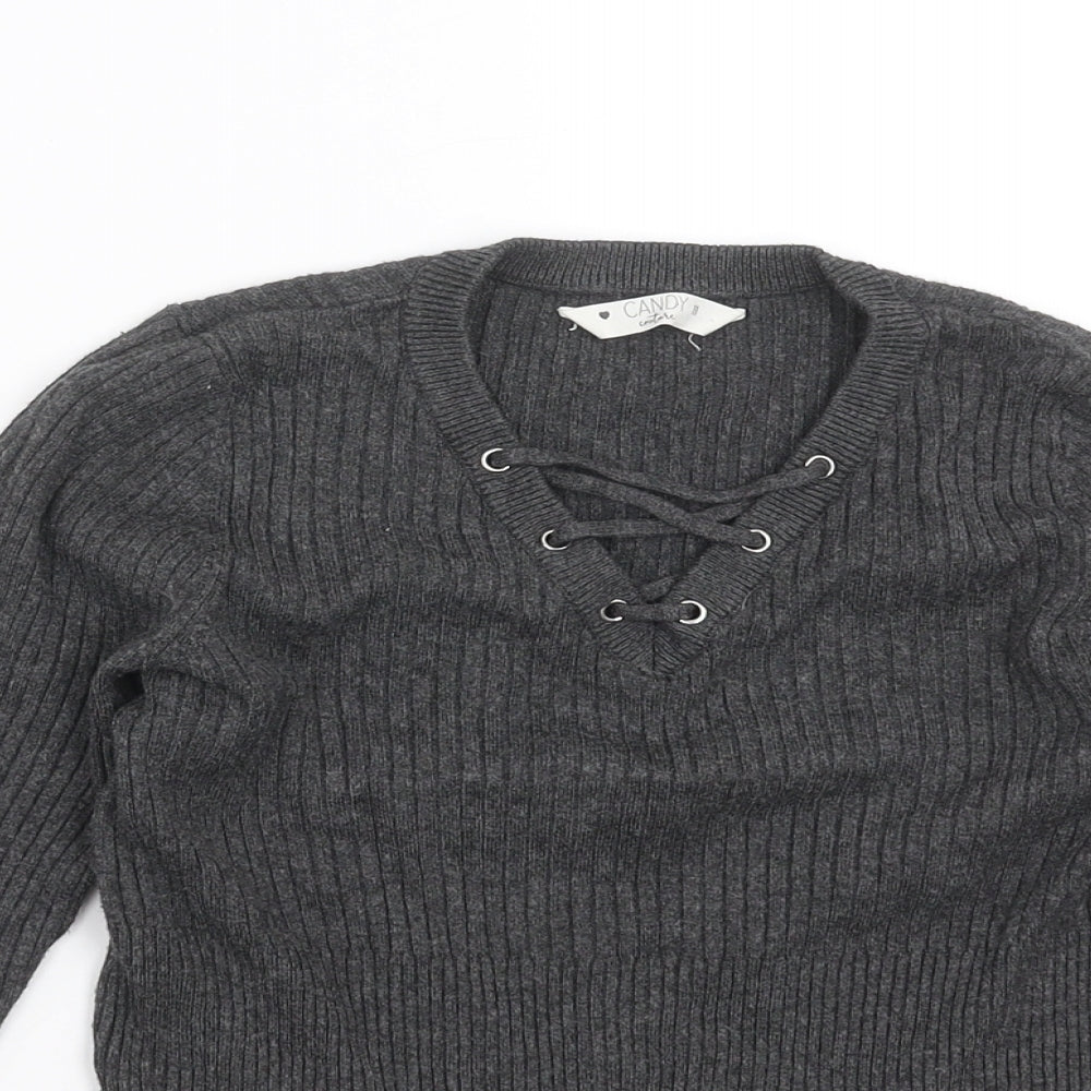 Candy Couture Girls Grey   Pullover Jumper Size 11 Years