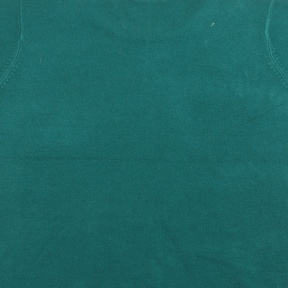 BHS Womens Green  Knit Pullover Jumper Size 18  - Floral embroidery
