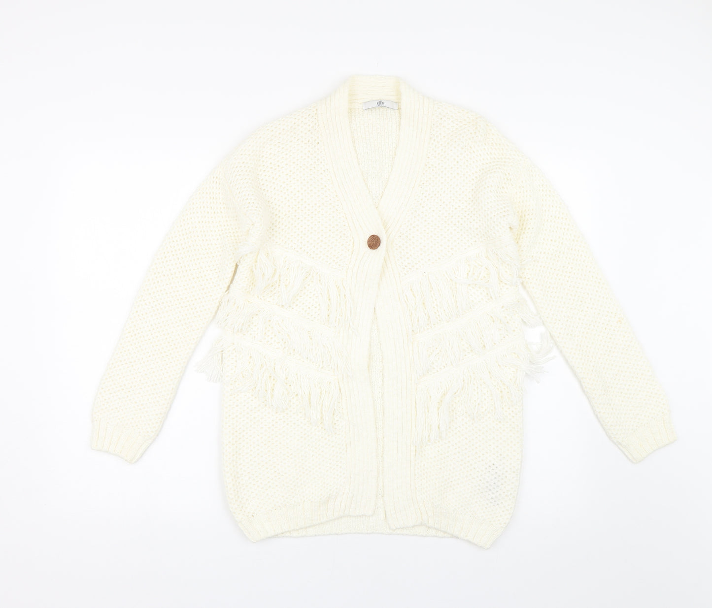 M&S Girls Ivory  Knit Cardigan Jumper Size 11-12 Years