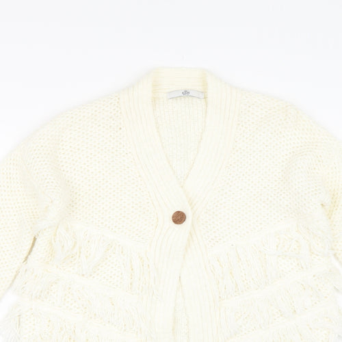 M&S Girls Ivory  Knit Cardigan Jumper Size 11-12 Years