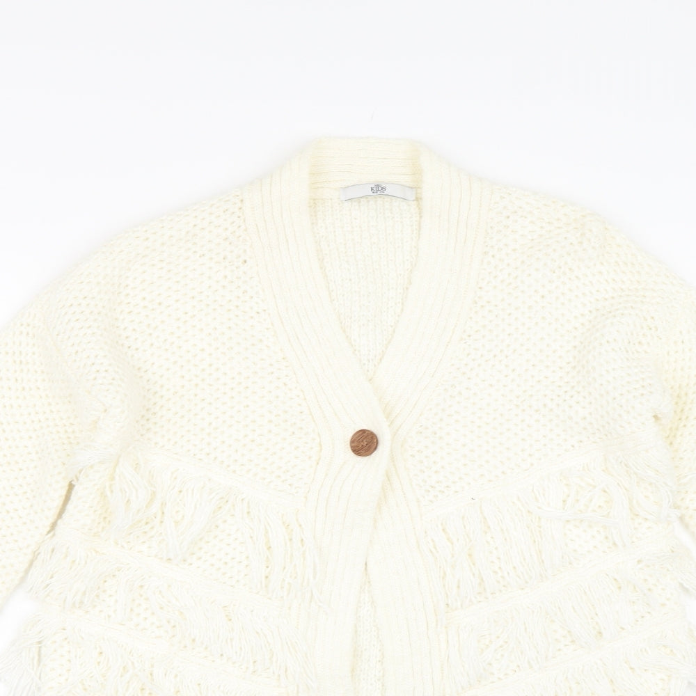 M&S Girls Ivory  Knit Cardigan Jumper Size 11-12 Years