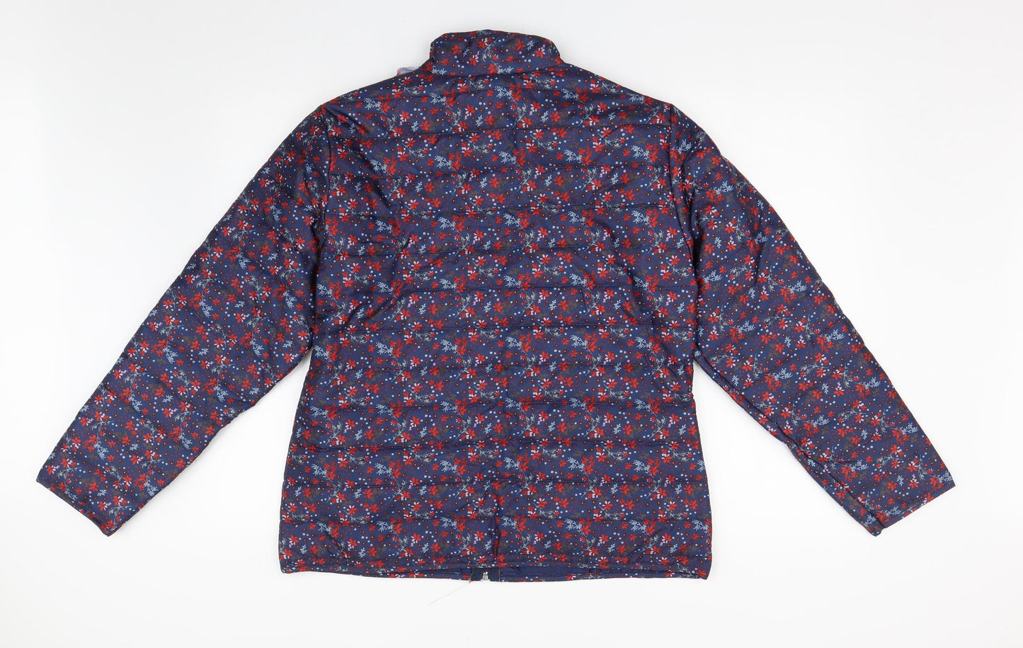Anne De Lancay Womens Blue Floral  Quilted Jacket Size M
