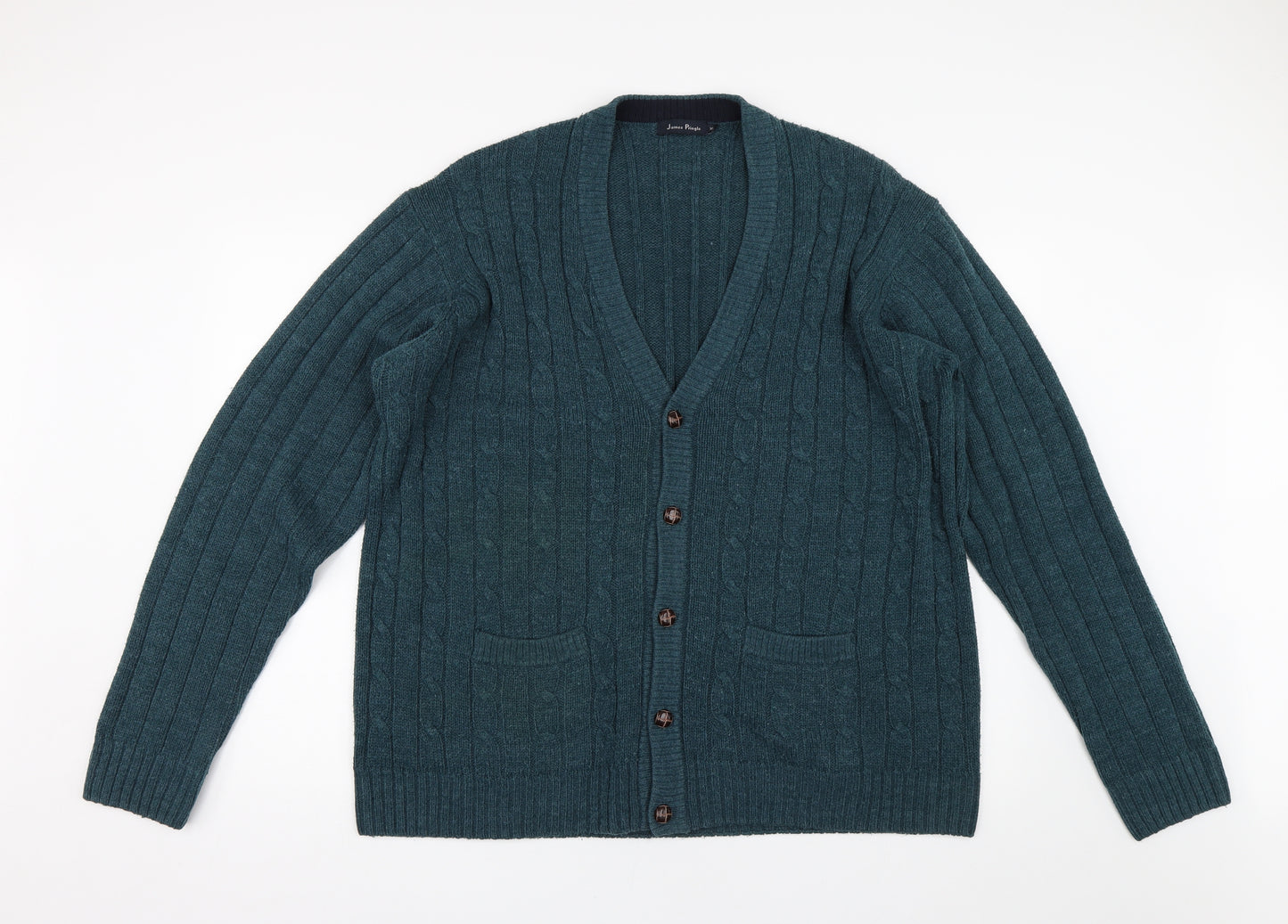 James Pringle Mens Green  Knit Cardigan Jumper Size XL  - `