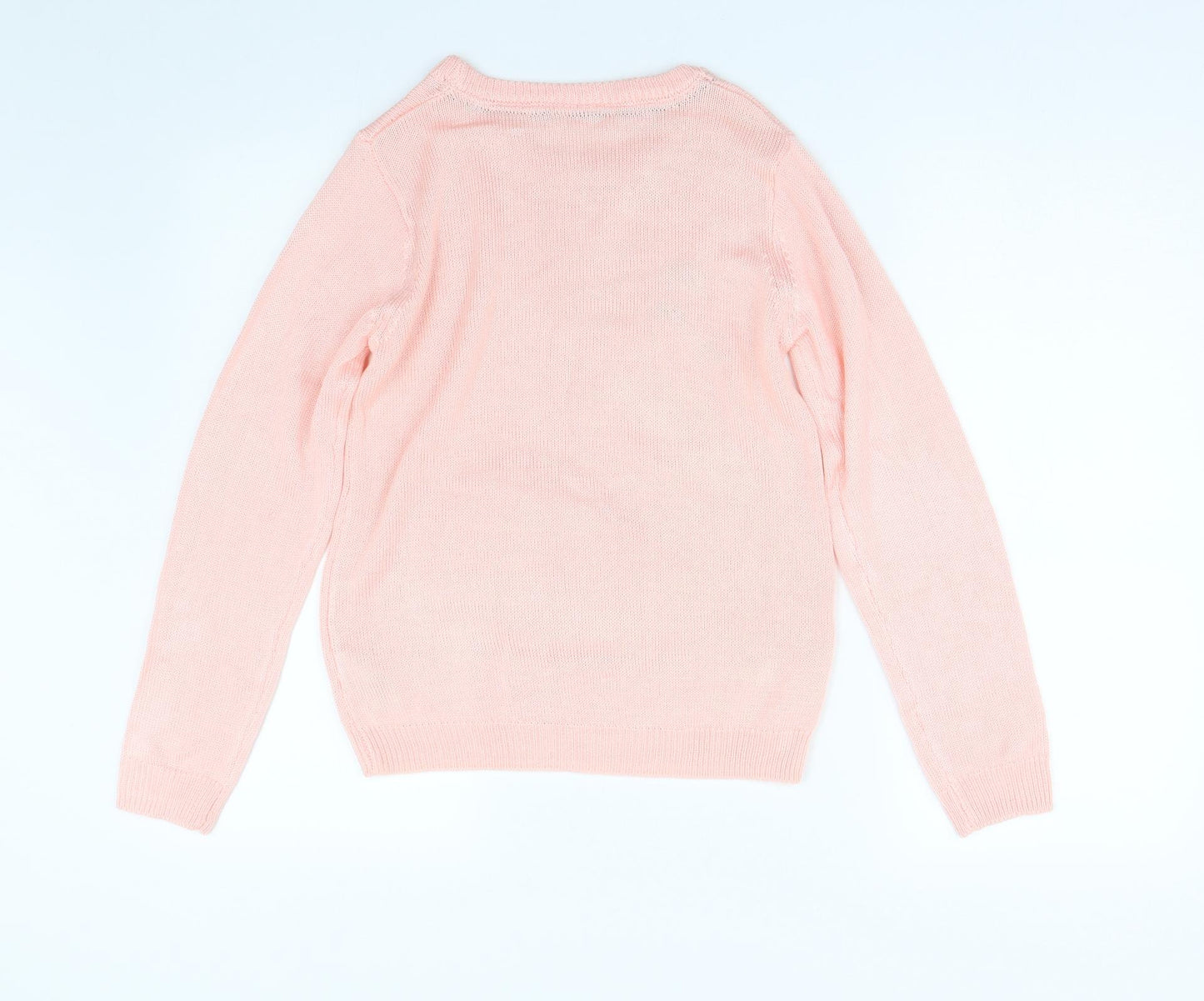 Nutmeg Girls Pink  Knit Pullover Jumper Size 13-14 Years  - Swan