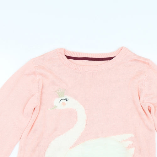 Nutmeg Girls Pink  Knit Pullover Jumper Size 13-14 Years  - Swan