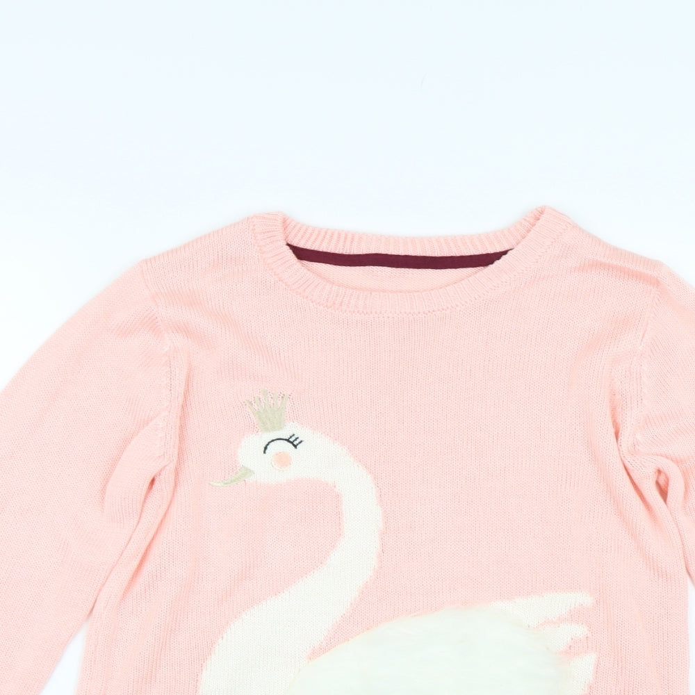 Nutmeg Girls Pink  Knit Pullover Jumper Size 13-14 Years  - Swan