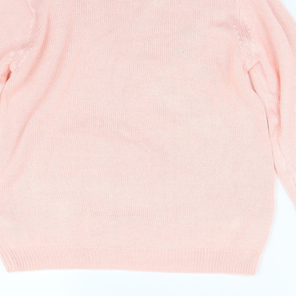 Nutmeg Girls Pink  Knit Pullover Jumper Size 13-14 Years  - Swan