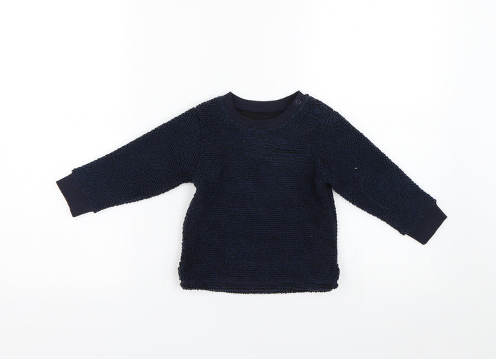 M&S Baby Blue Fleece Pullover Jumper Size 12-18 Months