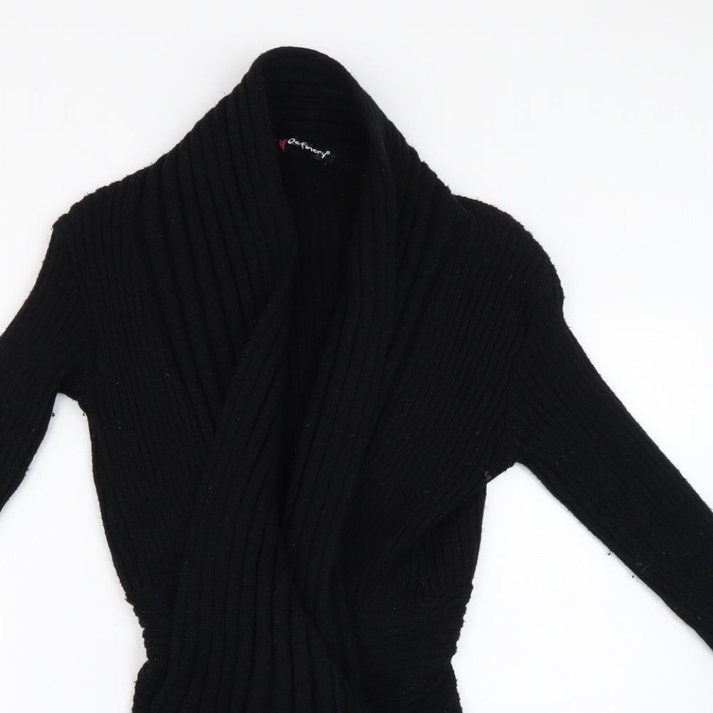 Refinery Womens Black  Knit Cardigan Jumper Size 6