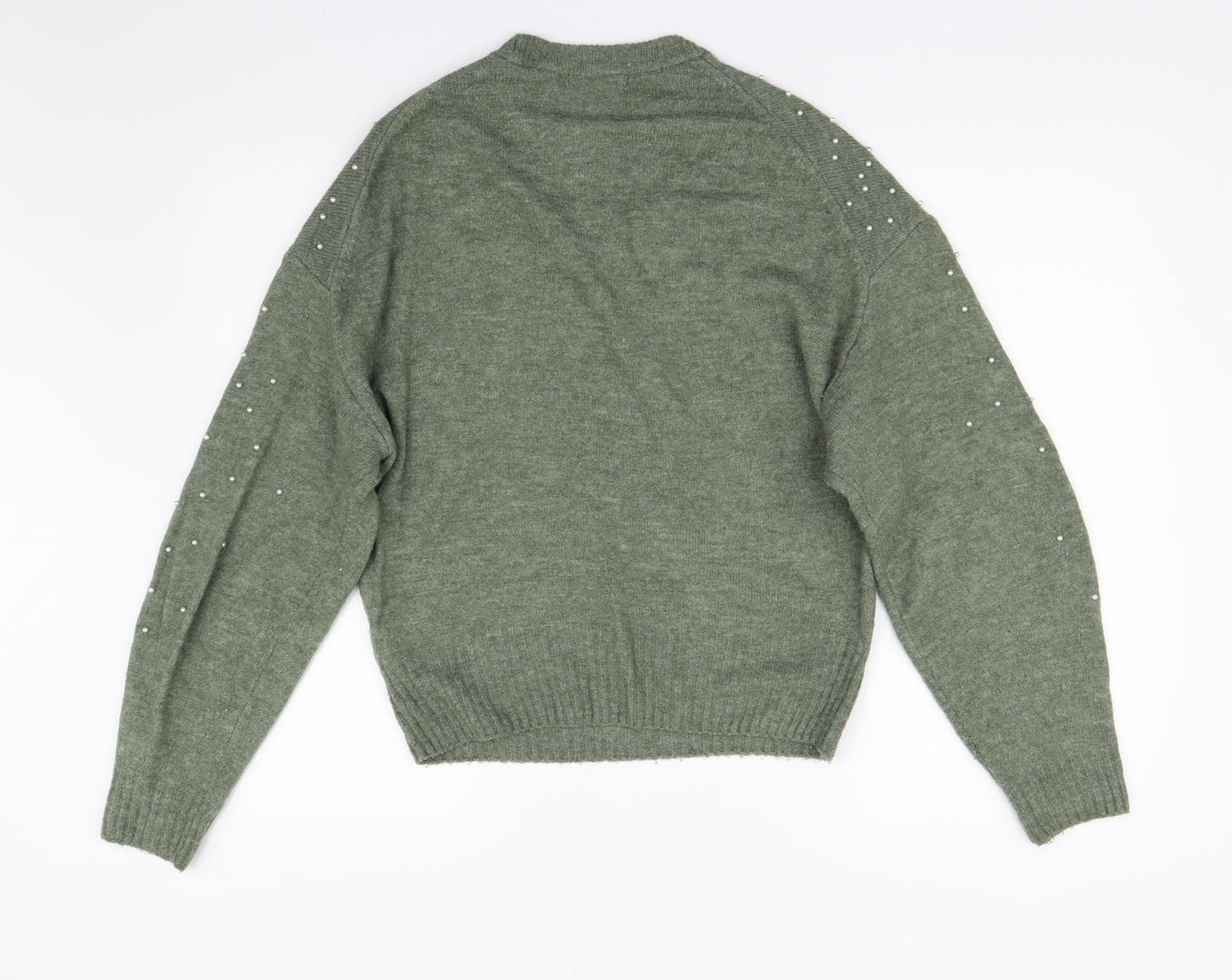 H&M Womens Green  Knit Pullover Jumper Size XS  - Pearls