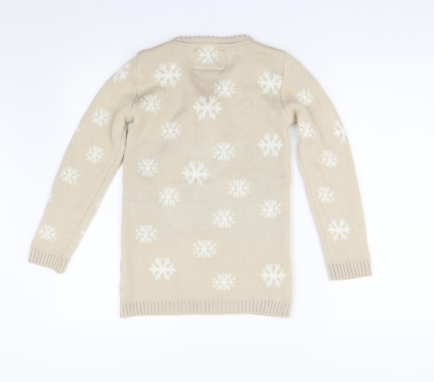 Primark Girls Beige  Knit Pullover Jumper Size 8-9 Years  - Penguin